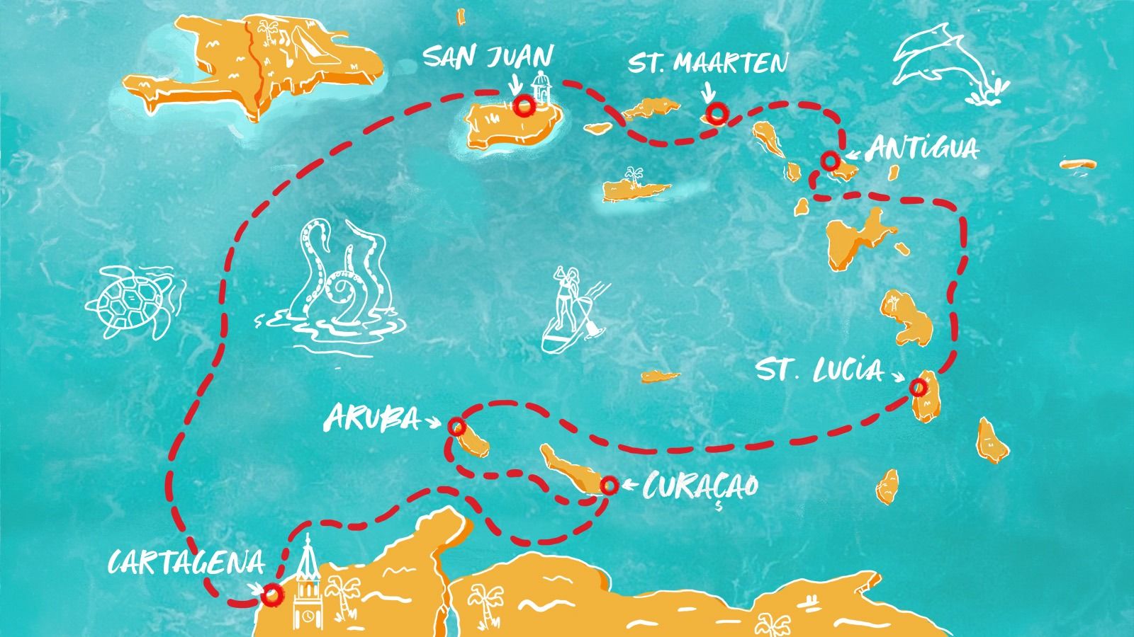 Idyllic Caribbean Isles & Colombia Itinerary Map