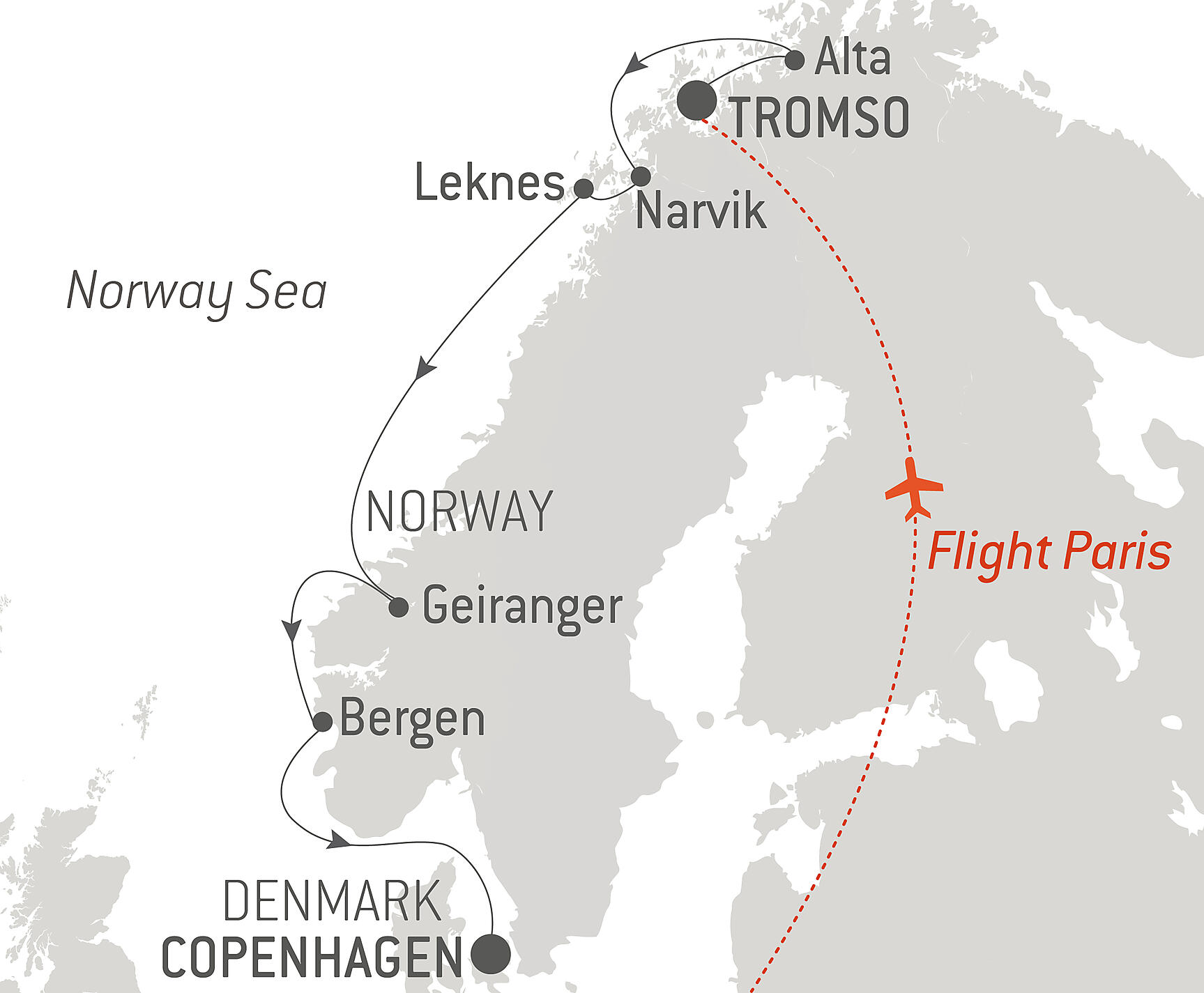 Ancient traditions & Norwegian Fjords Itinerary Map