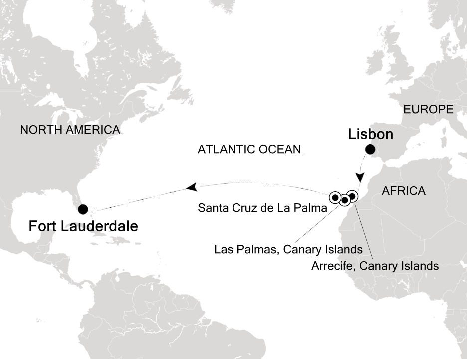 Transoceanic Cruise Itinerary Map